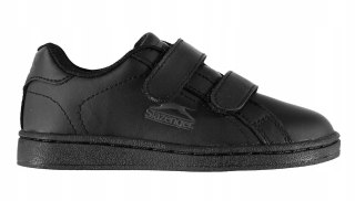 Slazenger Ash Vel Dzieci Buty sportowe z zapięciem na rzepy SKÓRA CZARNE