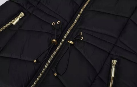 Firetrap kurtka damska pikowana czarna Z KAPTUREM, zimowa L