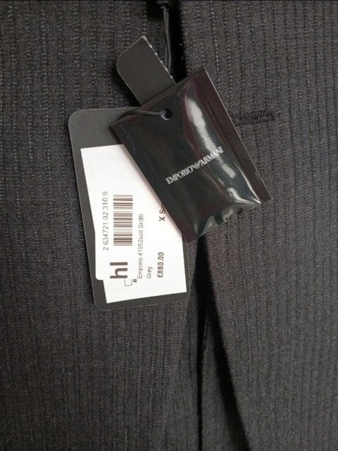 Garnitur męskie Emporio Armani Emporio 41552suit r. S WEŁNA szary